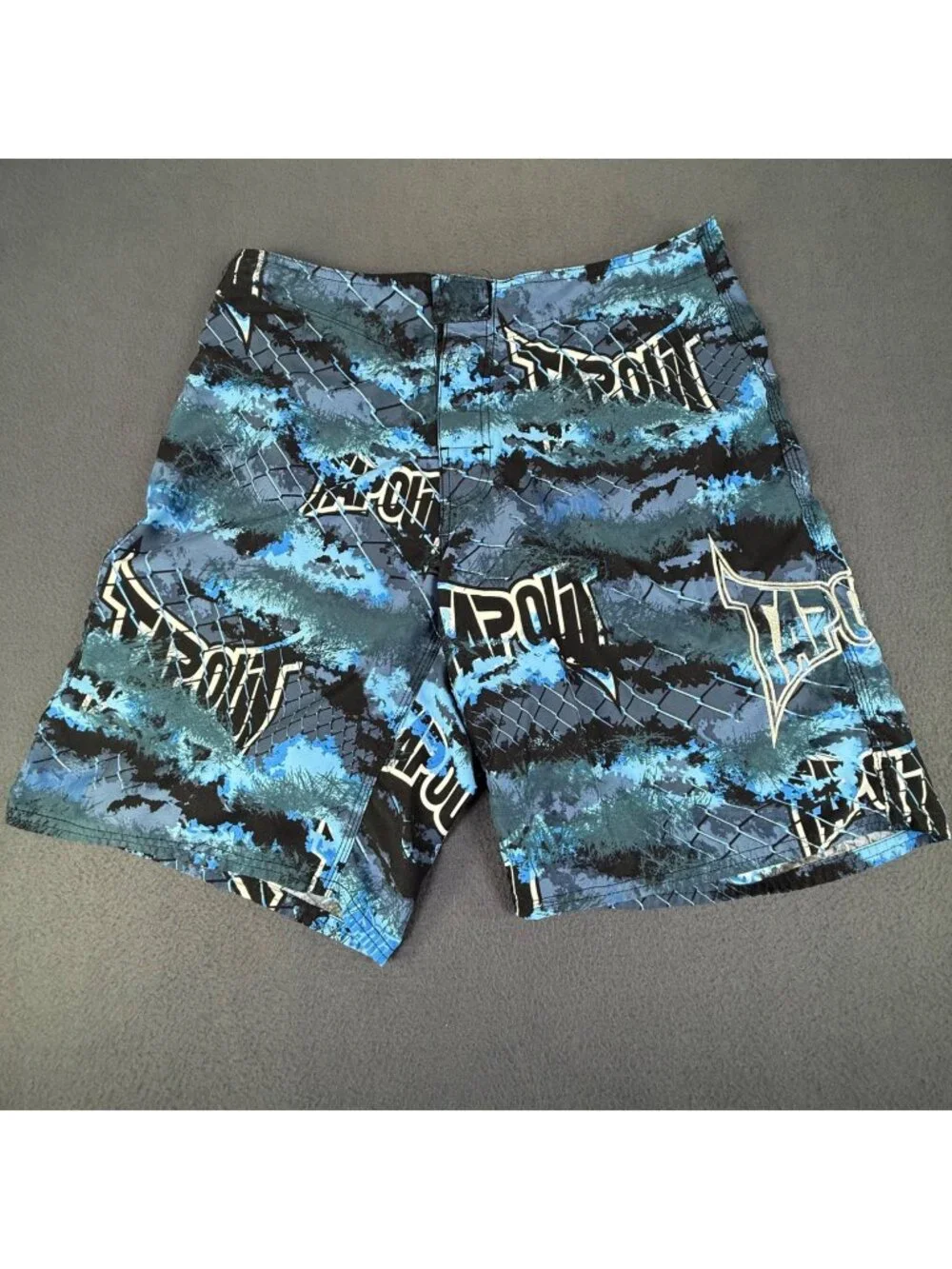 Tapout Men's MMA Fight Shorts Camo Blue Black Gray White  Size 34